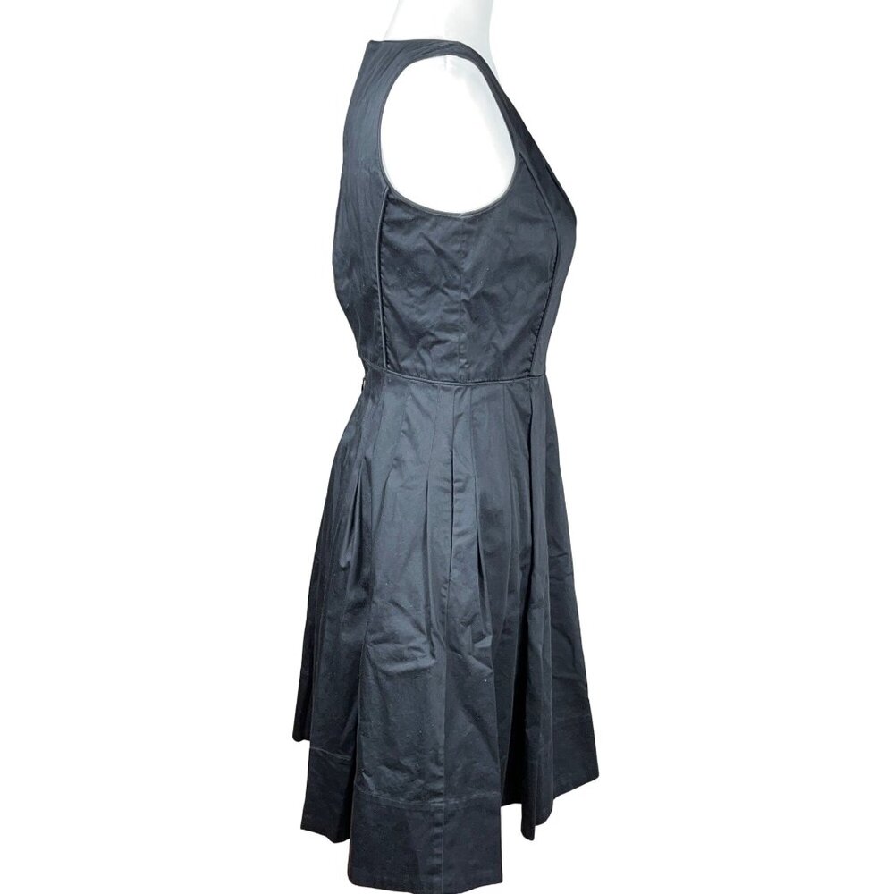 Talbots Dress Black Fit Flare Cotton 50s Classic Retro Basic Pockets Womens 2 - Picture 4 of 9